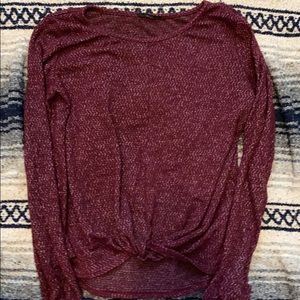 Burgundy tide longsleeve T-shirt.